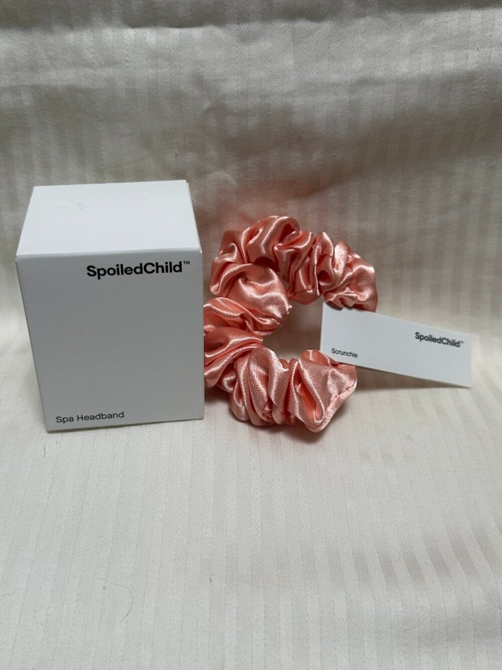 BRAND NEW WITH TAGS! SPOILED CHILD ADJUSTABLE SPA HEADBAND AND SCRUNCHIE SET
